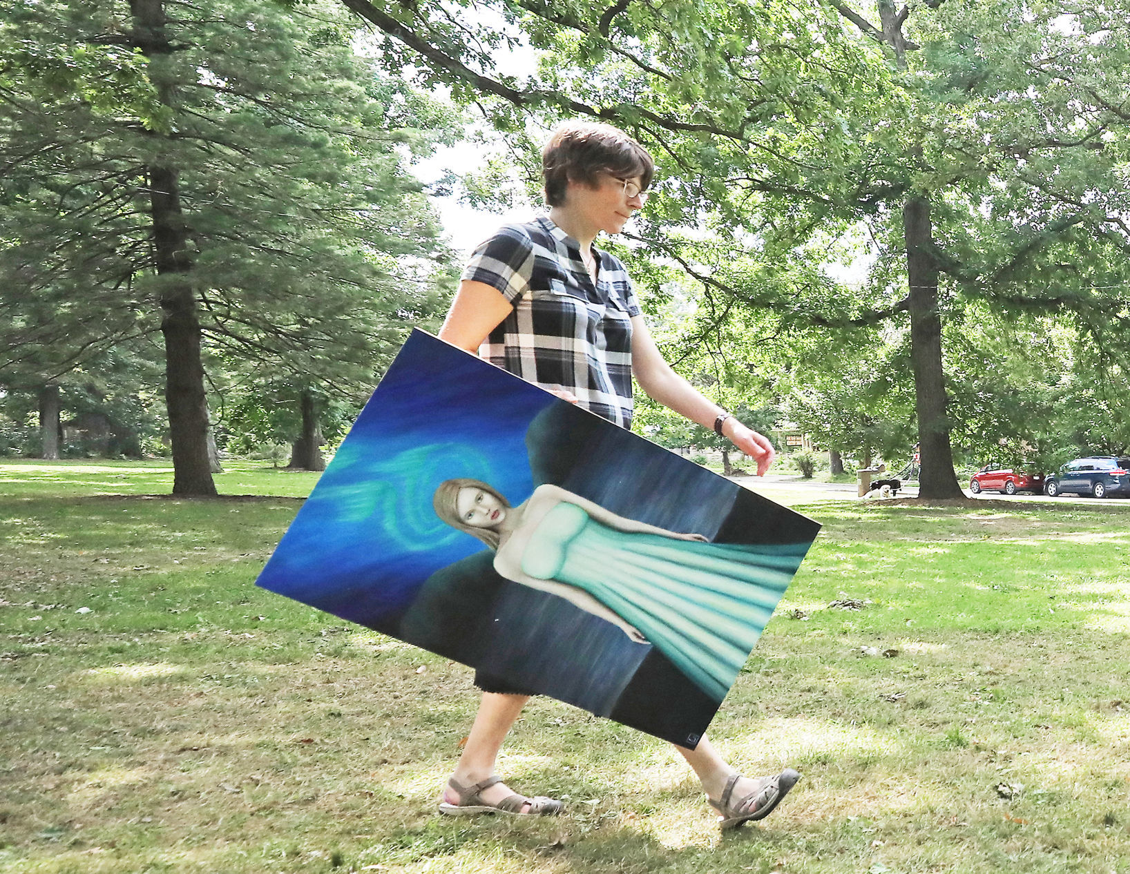 Leah with painting